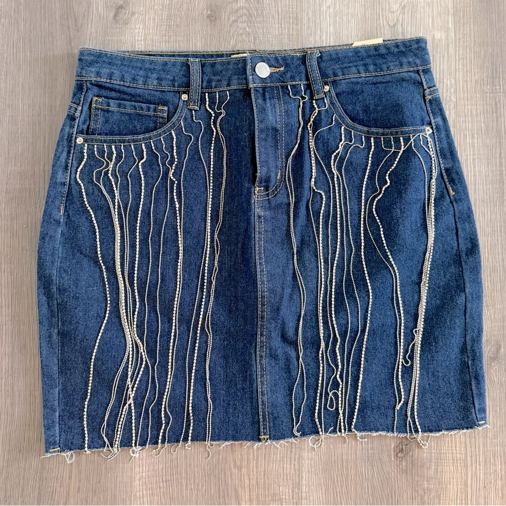 Denim Skirt with Jewels